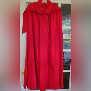 VINTAGE Red Merino wool full length satin lined cape One Size